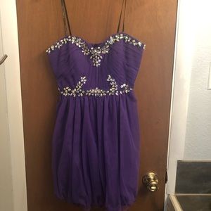 Purple strapless homecoming dress